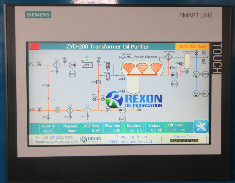 REXON Oil Purifier Can Online Detect Moisture Value in Oil